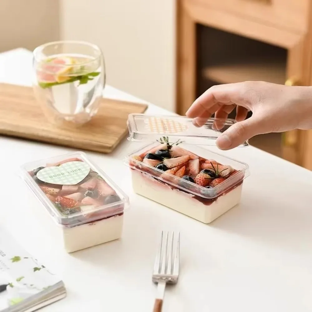 New Disposable Handmade Tiramisu Box Rectangular Transparent Western Dessert Mousse Mold DIY Baking Tiramisu Packaging Box