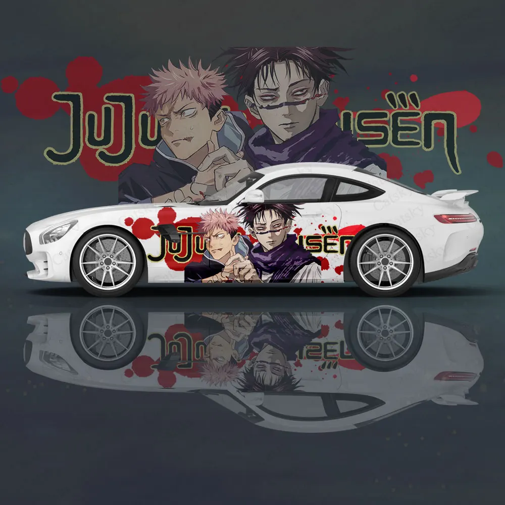 Custom Yuji Itadori Japanese Anime 2pcs Car Sticker for Universal Large Car Decal Car Sticker for Univers Car Sticker Decoration