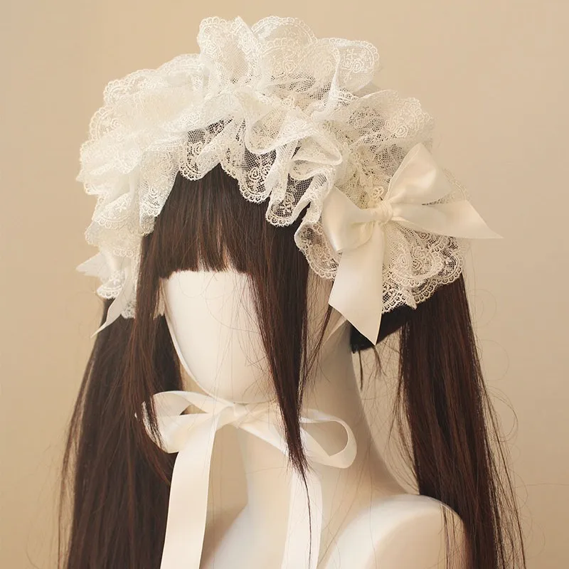 Wielowarstwowe Koronkowe Opaski do Włosów Spinka do Włosów Harajuku Gotyk Lolita Ręcznie Robiona Opaska na Głowę Dziewczęca Obręcz do Włosów Akcesoria do Włosów Cosplay