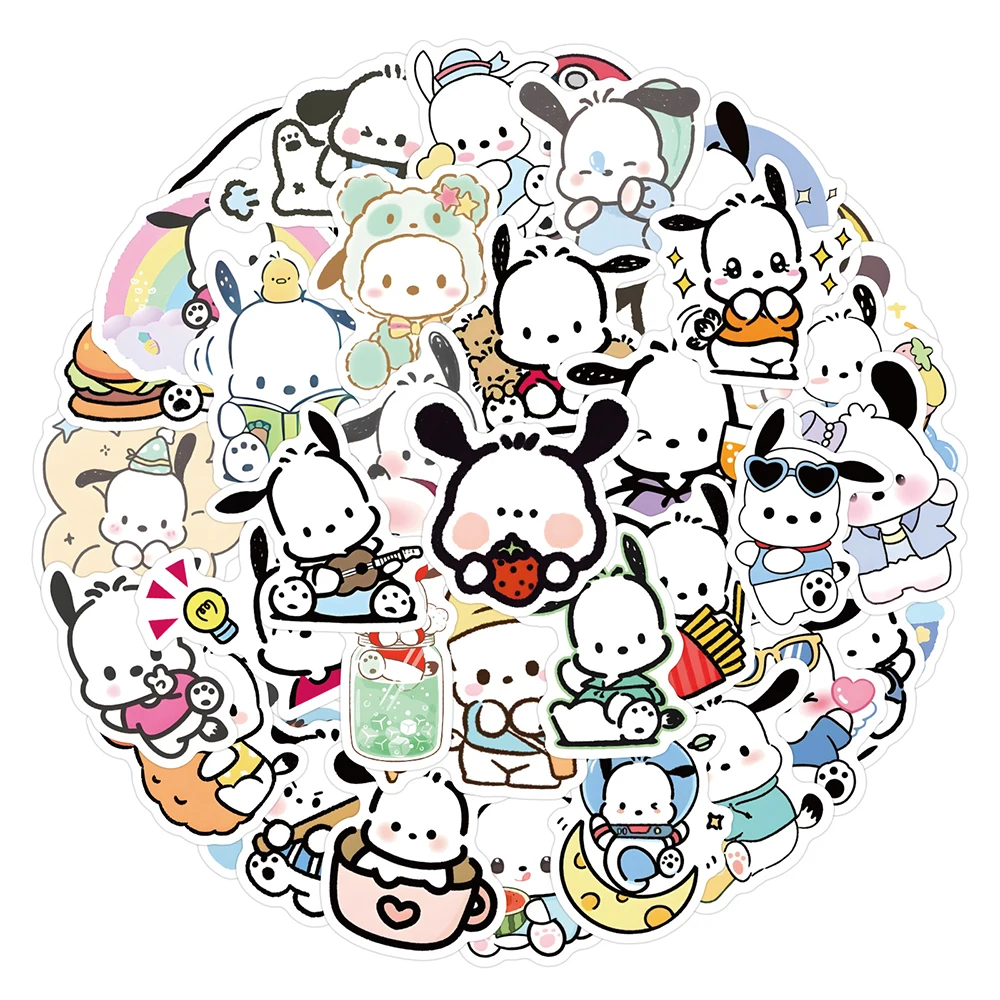 10/30/60Pcs Cartoon Kawaii Pochacco Sanrio Anime Stickers Waterproof DIY Motorcycle Computer Fridge Kids Cute Girls Sticker Toy