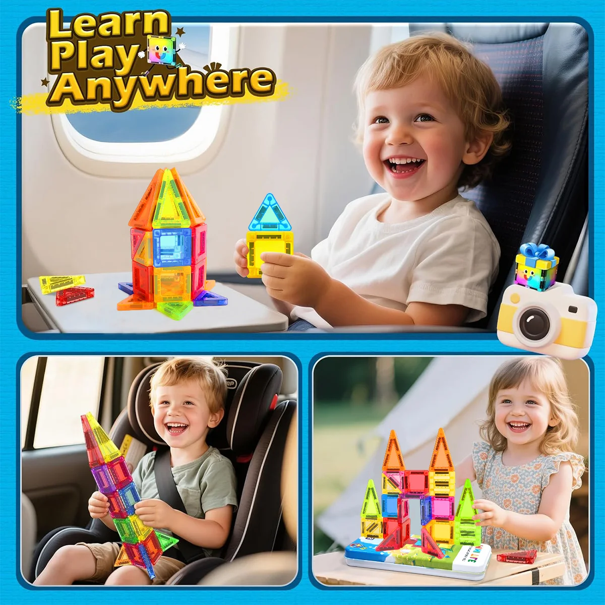 Blocs de Construction magnétiques, ensemble de Construction, jouet éducatif sensoriel Montessori pour garçons et filles, cadeau pour enfants, 26/38 pièces avec boîte en fer