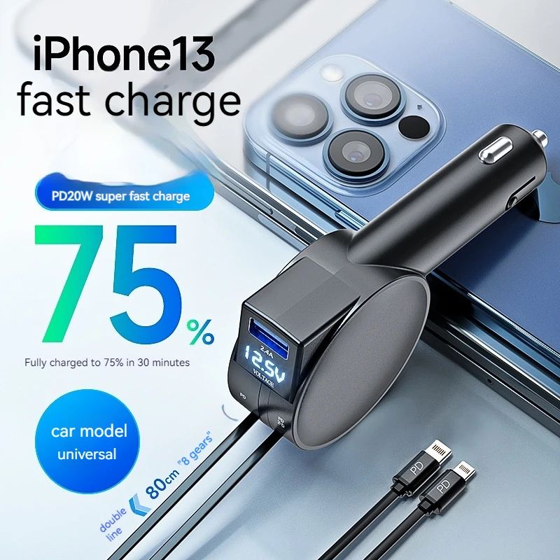 Car Charger Adapter Cigar Jack Multi Socket PD 3 Cigarette Lighter Splitter High Speed Charge S DC Outlet Switches Accessories