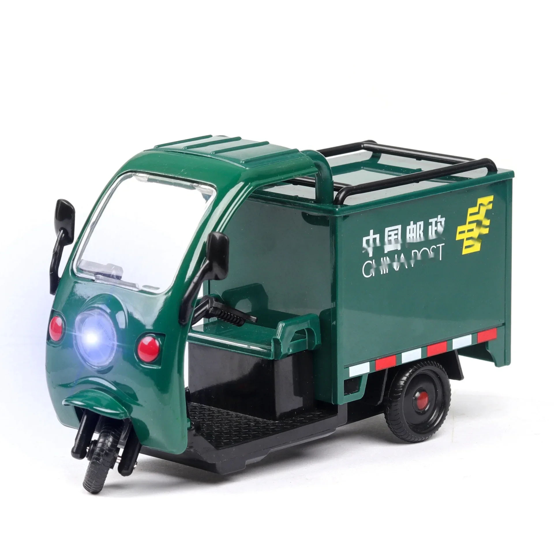 1:32 Express delivery vehicle tricycle Diecast Metal Alloy Model car Sound Light Pull Back Collection Kids Toy Gifts A378