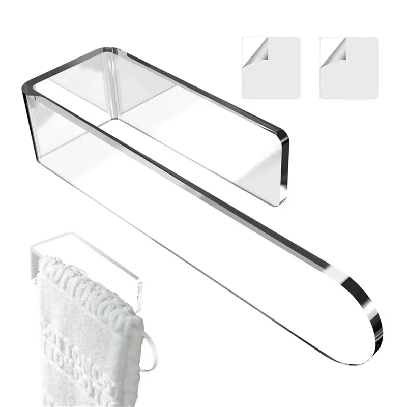 

AB41-2X U-образная акриловая вешалка для полотенец для ванной комнаты, держатель для полотенец для рук, самоклеящаяся вешалка для полотенец для ванной комнаты, настенный прозрачный