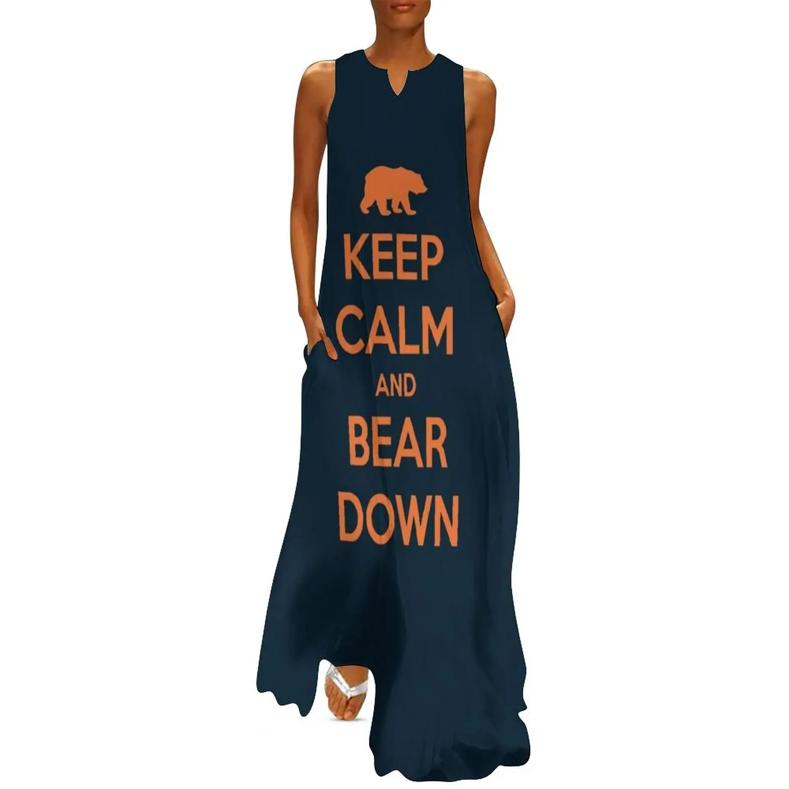 

Keep calm and bear down Long Dress loose women's dress wedding guest dress 2025