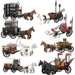 City Creativity DIY Medieval Military Knight Carriage Chariot MOC Model Building Blocks Bricks Educational Children's Toys Gift