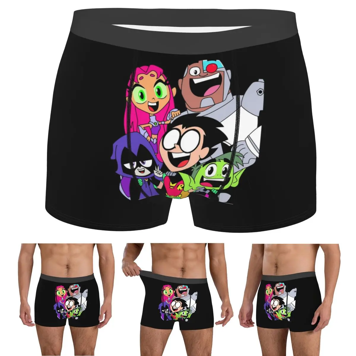 ボクサーパンツ-ショーツ-ティーンタイタンズ-ピクチャーパンティー-男性用ソフト下着-オム男性ボーイフレンドギフト用