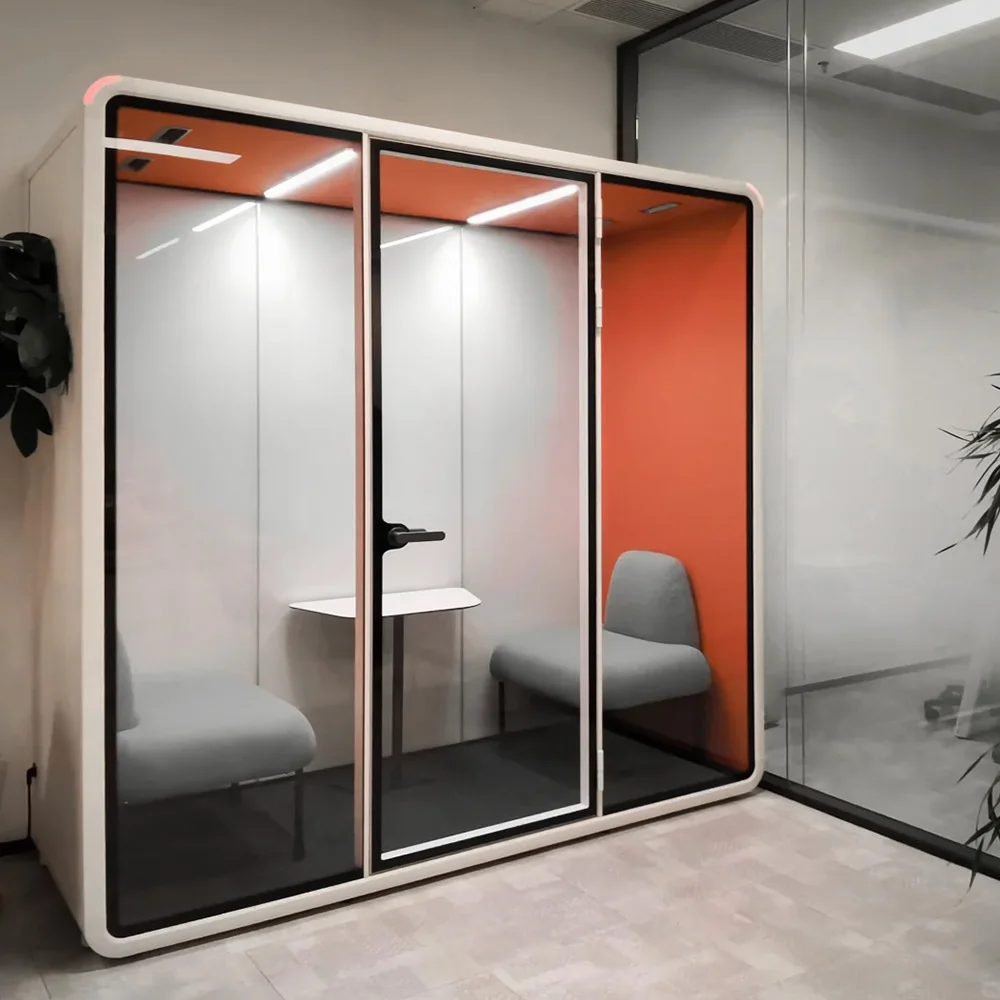 Two Seat Acoustic Office Meeting Pod With Aluminum Frame for Online Meetings