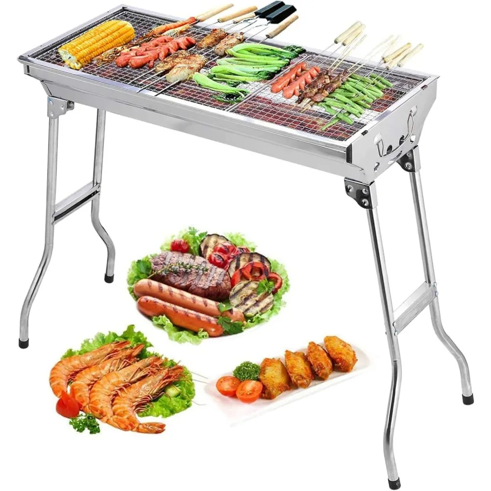 

Barbecue Charcoal Grill Stainless Steel Folding Portable BBQ Tool Kits for Outdoor Cooking Camping Hiking Picnics.