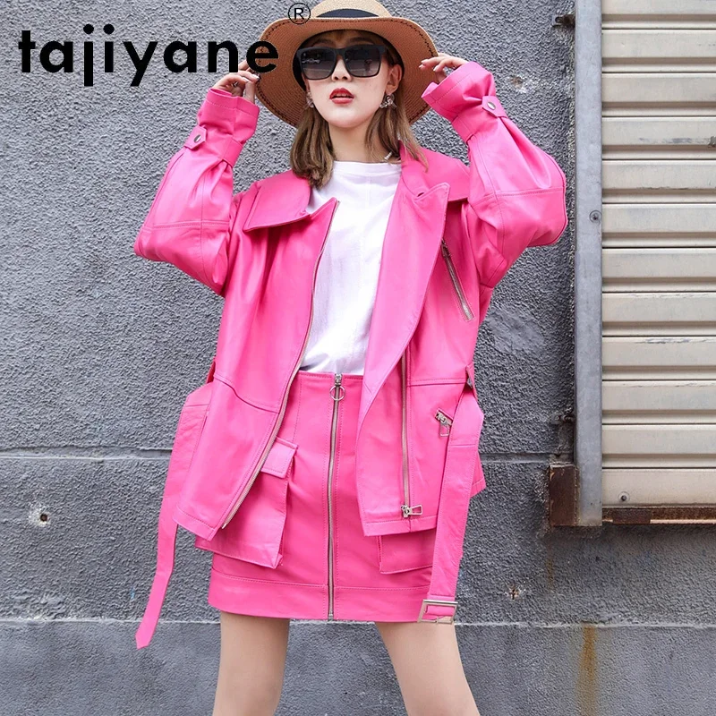 Tajiyane Biker Jacket for Women 100% Real Sheepskin Coat Female Casual Leather Jackets Spring 2021 Veste Cuir Femme Pph4899