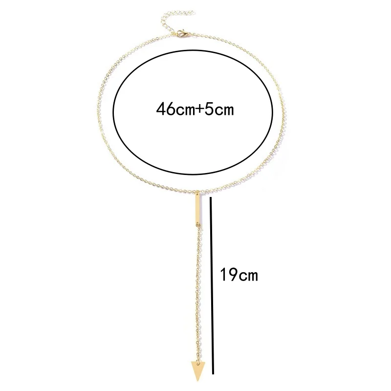 Fashion 2025 New Jewelry Necklace Personality Simple Metal Strip Triangle Tassel Women Short Paragraph Necklace Wholesale Gift