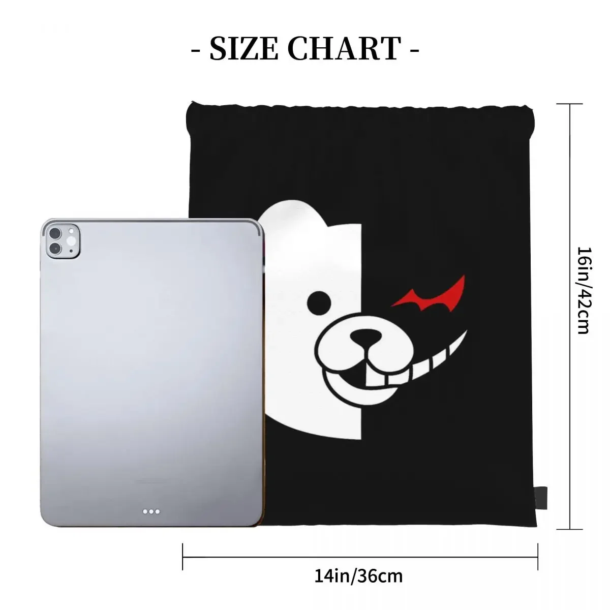 Dangan Ronpa-monokuma danganronpa กระเป๋าเชือกรูดกระเป๋ากีฬากระเป๋าหนังสือสำหรับนักเรียนชายหญิง