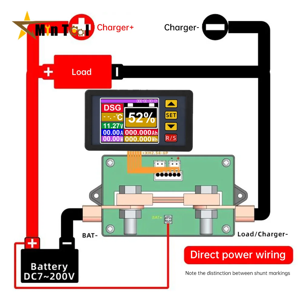 DC7-200V Digital DC Voltmeter Ammeter Battery Capacity Tester Coulomb Meter Fuel Gauge Meter Power Supply