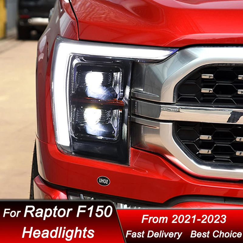 Pop Car Headlights For Ford Raptor F150 F-150 21-23 FULL LED Headlamp Assembly Upgrade High Configure Projector Lens Accessories