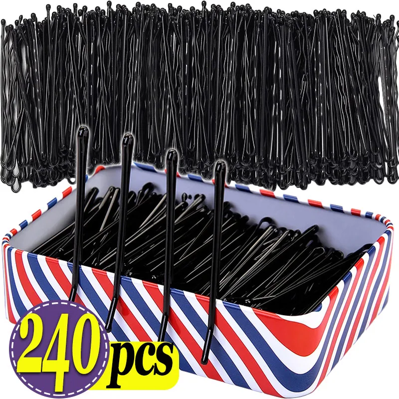 60/240Pcs Black Hair Clips U-Shaped Bobby Pin Invisible Wavy Hairpin Hairstyle Styling Metal Hair Grip Barrette Hair Accessories