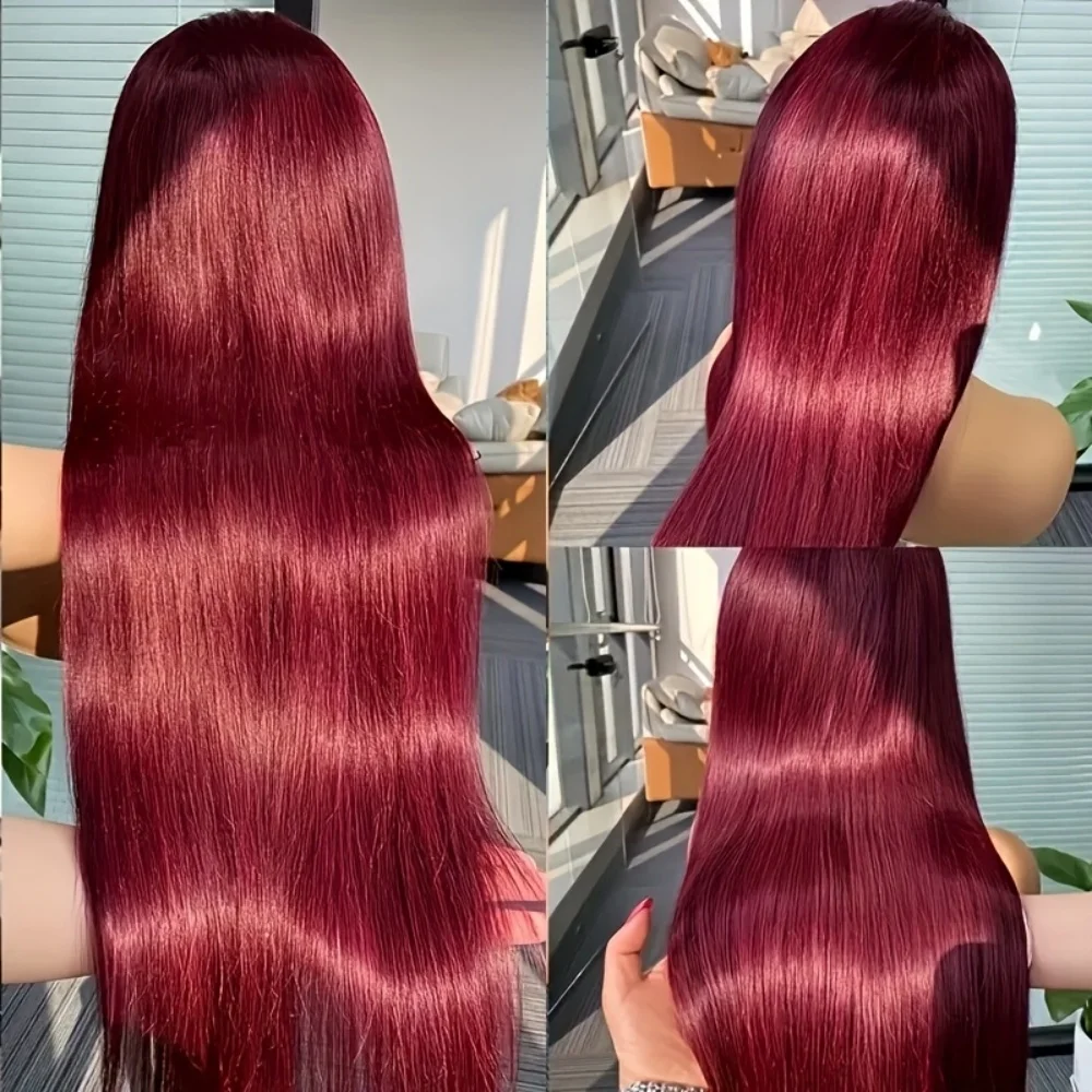 99J بورجوندي الدانتيل الجبهة الباروكات شعر طبيعي مفرود للنساء قبل قطعها 13x6 الدانتيل الباروكات الأمامية شعر الإنسان HD شعر مستعار دانتيل شفاف