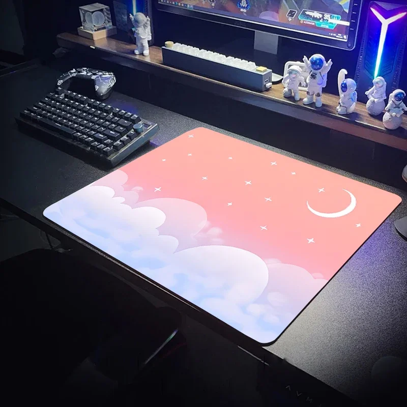 Moonscape Mouse Pad Waterproof Office Gamer Keyboard Rug Pc Accessory Anime Moon 40X45 Table Cushion Desk Mat Kawaii Gaming Mat