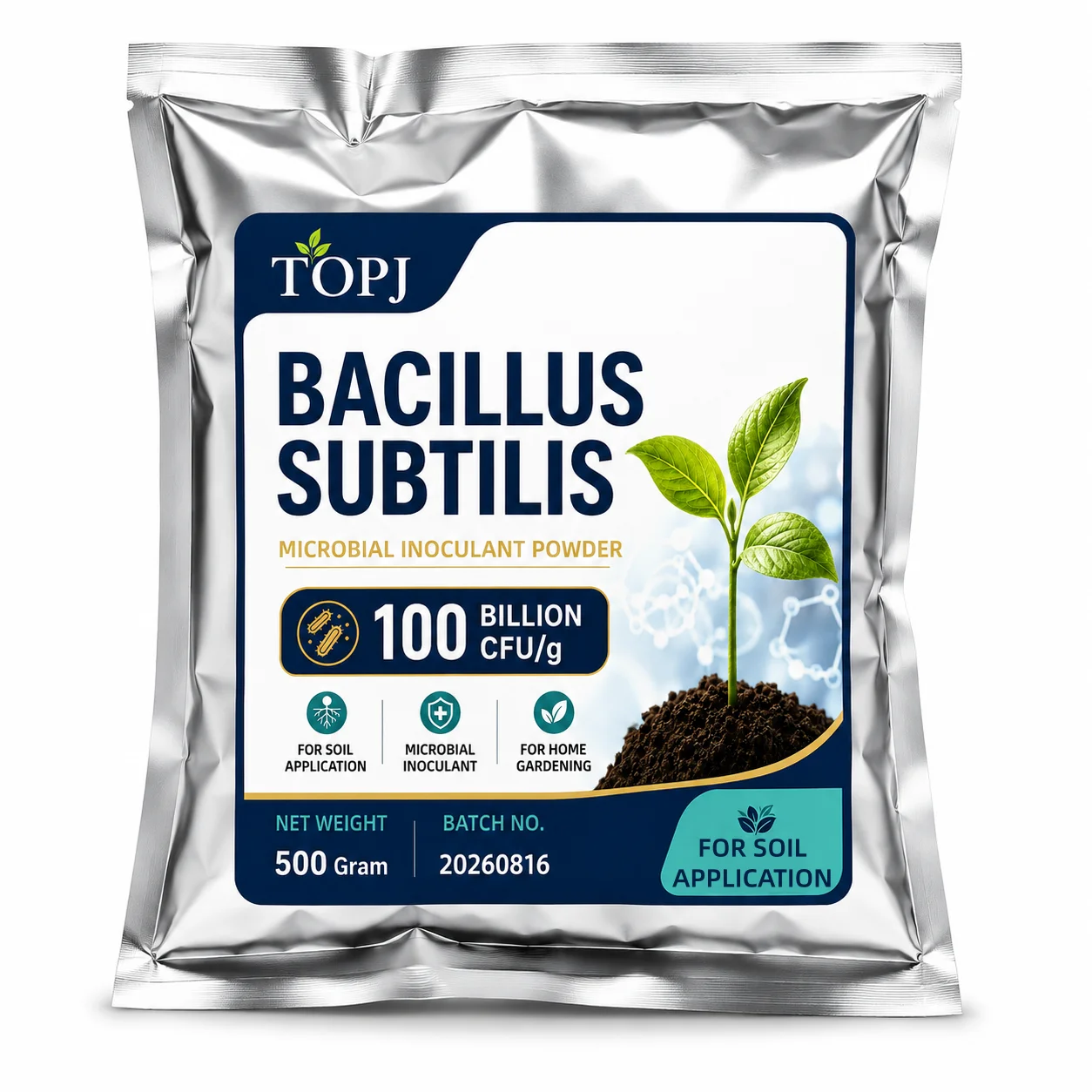 TOPJ 100 Billion CFU/g Bacillus Subtilis Microbial Inoculant Powder Soil Improver for Indoor & Garden Plants, Vegetables, Fruits