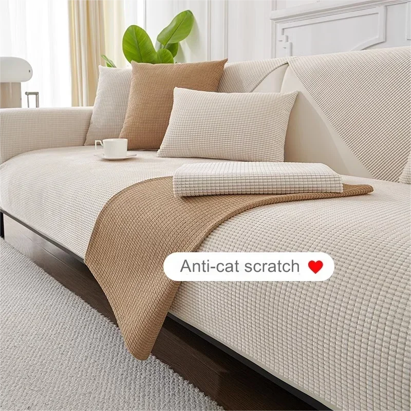 1PC Non-slip Polar Fleece Sofa Seat Cover Living Room Cat Anti-scratch Sofa Slipcover L Couch Towel 쇼파커버 Fundas Para Sillones