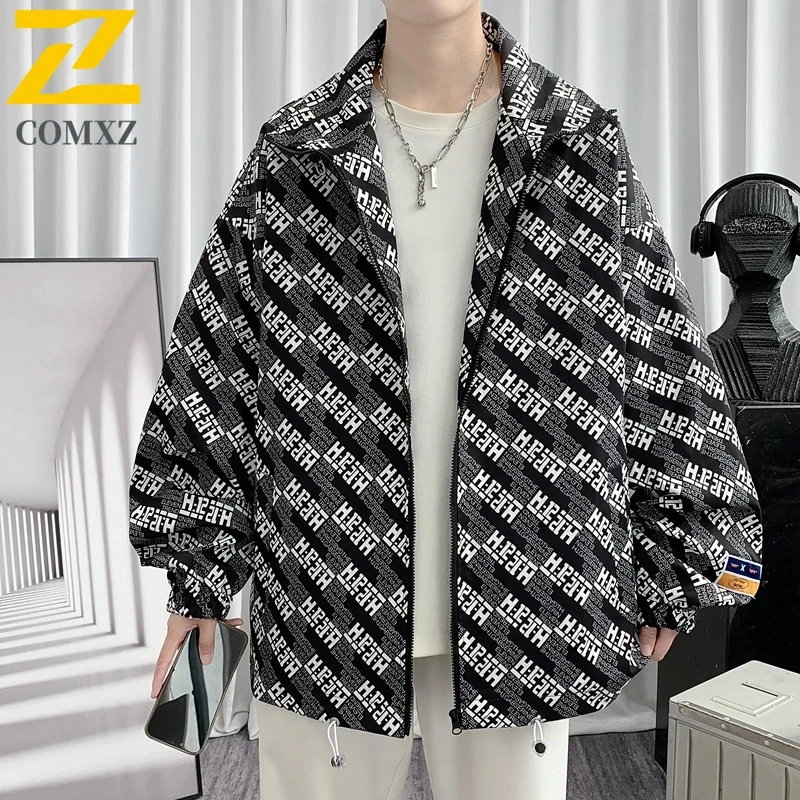 الرجال في الهواء الطلق سترة عادية الخريف فضفاضة تناسب هونغ كونغ نمط يندبروف معطف مقاوم للماء الشارع الشهير موضة سترة واقية سميكة #6