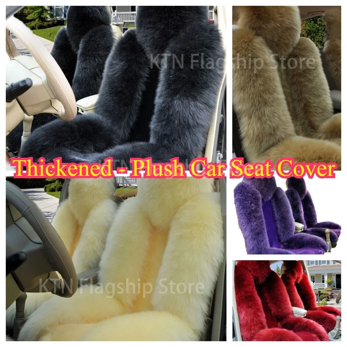 

1pcs Thickening - Plush car seat cover, general purpose long wool leather front car seat protection pad, car seat protection pad