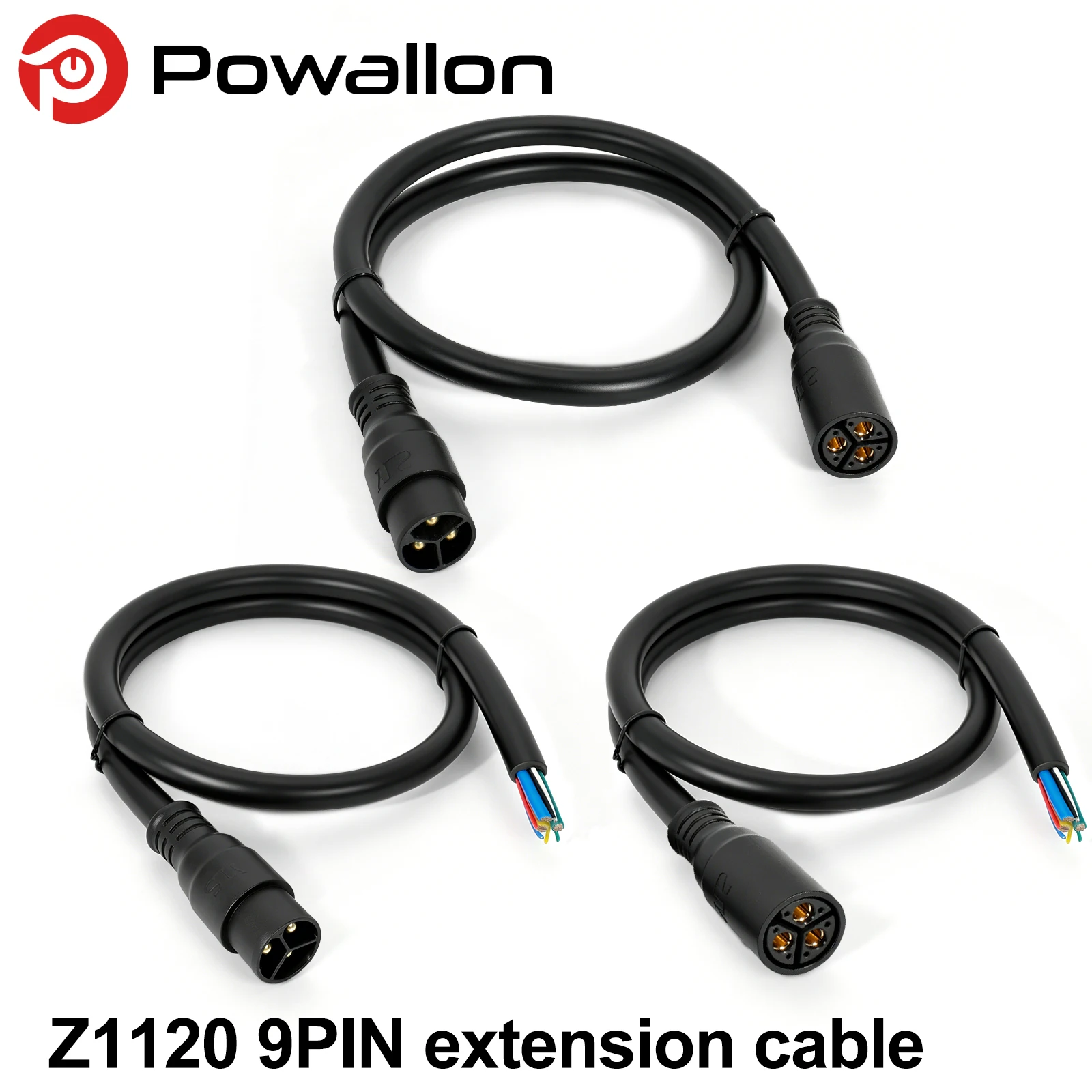 Z1120 Waterproof 9Pin Extension Cable, Male To Female Plug For E-Bike Hub Motor & Controller, Electric Bicycle Conversion Wire