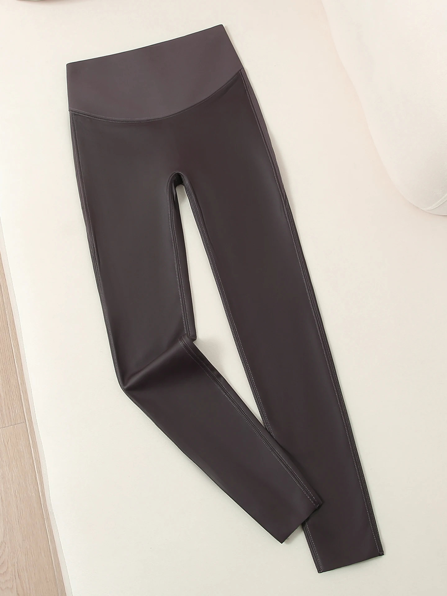 Fce Lined arkskin Pants High Waist Slimming Fitn Yoga Bot PU Leather Tight Women's Casual Long Trousers