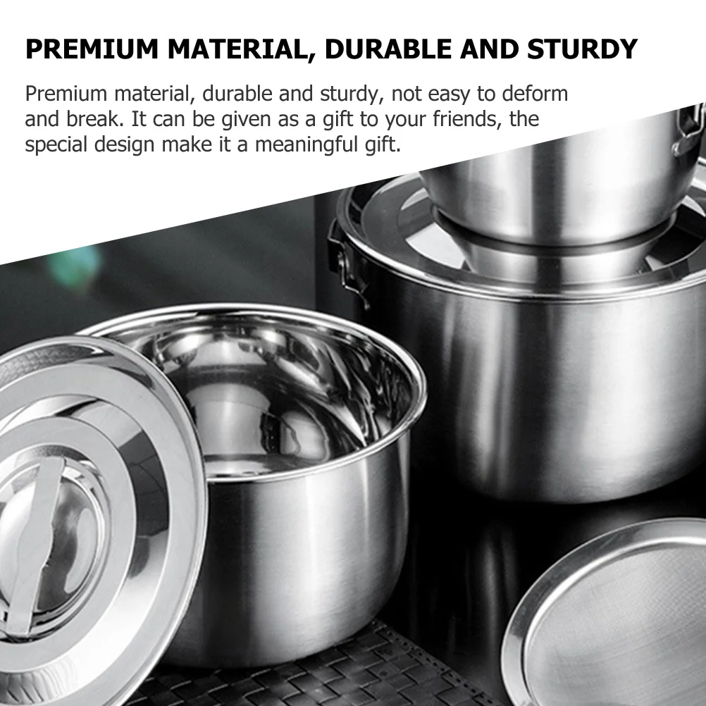 

Stainless Steel Pig Oil Basin Thick Deep Salad Mixing Container Kitchen Food Storage Bowl 4L Smooth Surface Practical
