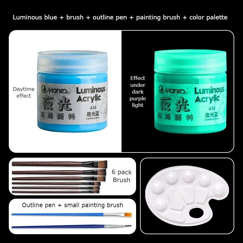 Glow in the Dark Paint 8Colors Blacklight Acrylic Paint Long Lasting Glow Fluorescent Paint for DIY Projects Holiday Decorations