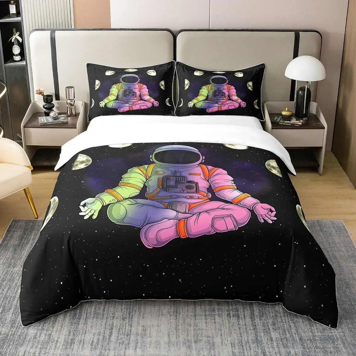 Astronaut Comforter Set Full Size 3 Pieces for Teen Girls 3D Outer Space Bedding Comforter Set Ultra Soft Galaxy Room Decor 3pcs