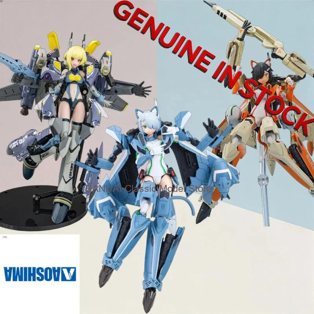 Aoshima V.F.G. Triple SKU Model Kit, Macross MC-18 MC-11 MC-08 Variable Fighter Girls, Assemble Transformable Articulated Figure