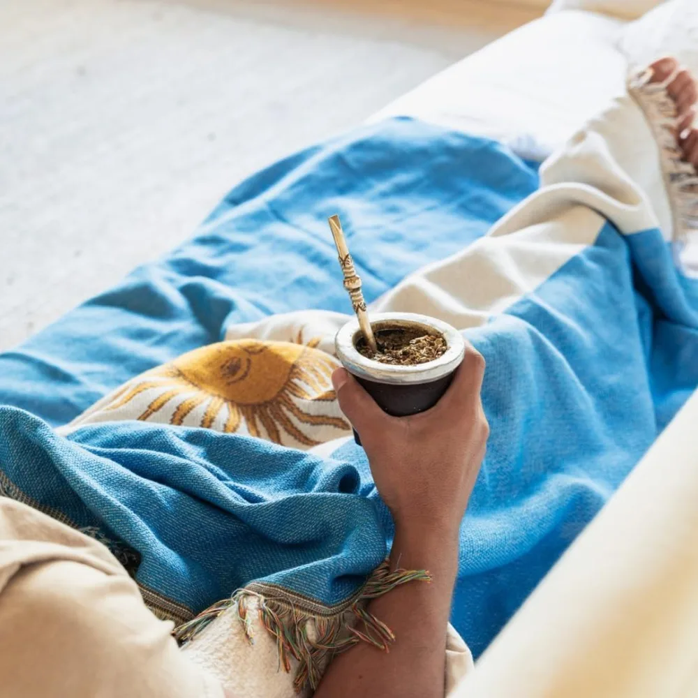 Argentinian Flag Woven Throw Blanket: Stylish, Comfortable, and Versatile for Home and Outdoor Use