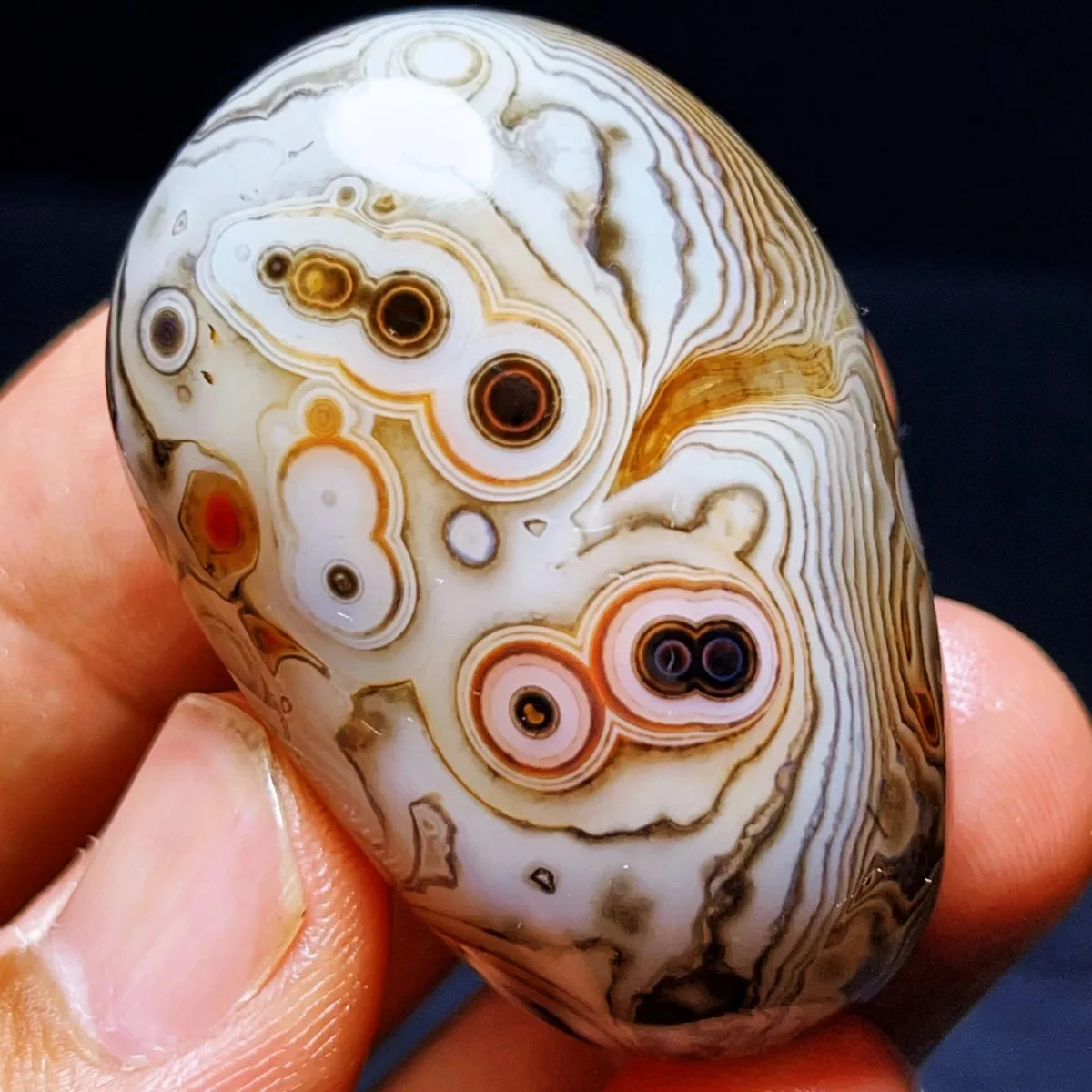 Stone Art Banded Agate Worry Stone, River Stone, Tumbled Polished, Collectible, Natural Stone, Crystal Collection, Table Display