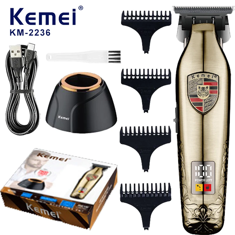 

Kemei Hair Clippers for Men Professional Barber Clippers for Hair Cutting Cordless&Corded Rechargeable Beard Trimmer LED Display