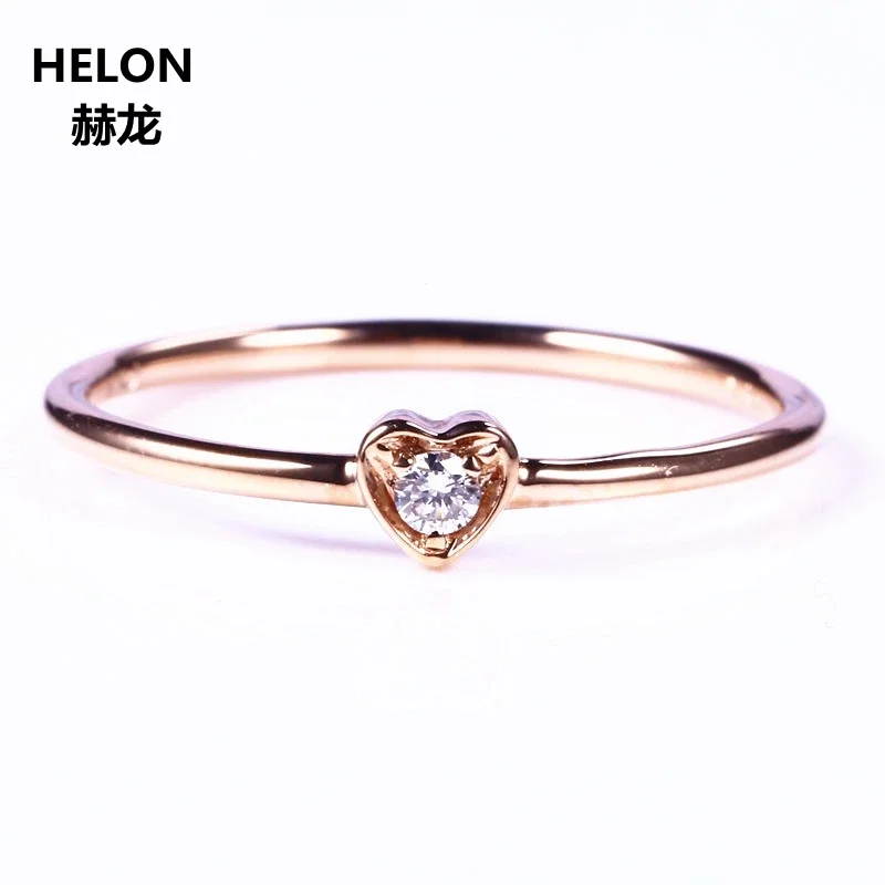 

Solid 18k Rose Gold VS/H Natural Diamonds Engagement Ring Wedding Band Trendy Heart Women Fine Jewelry