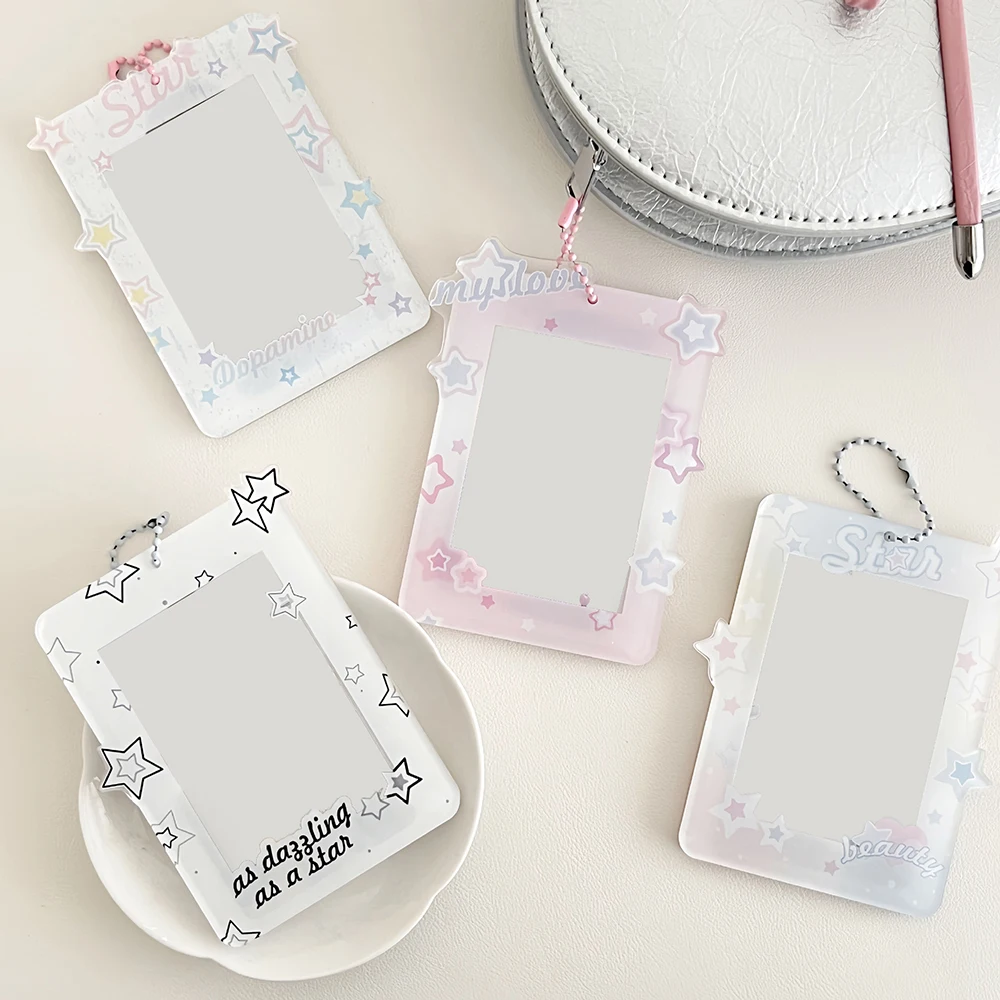 Acrylic Cute Star Card Sleeve Storage Pendant Photo Holder Pendant Card Holder Display Photo Protection Sweet Cartoon