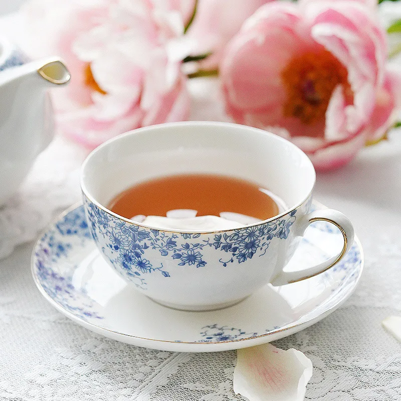 English Flower Teapot Classical Blue and white Daisy Pot Home Ceramic Cup and Saucer Phnom Penh  Afternoon Flower Teaware Set