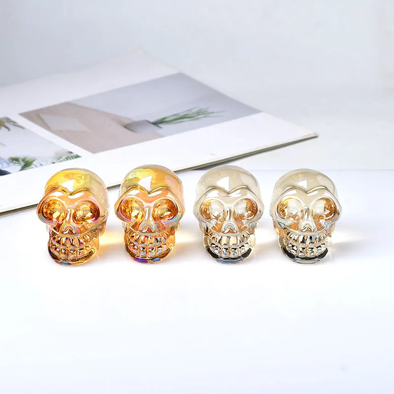 1Piece Electroplate Colourful Crystals Skull Carving Crystal Jeweleyfor Home Decoration Halloween  Gifts Decoration Gifts