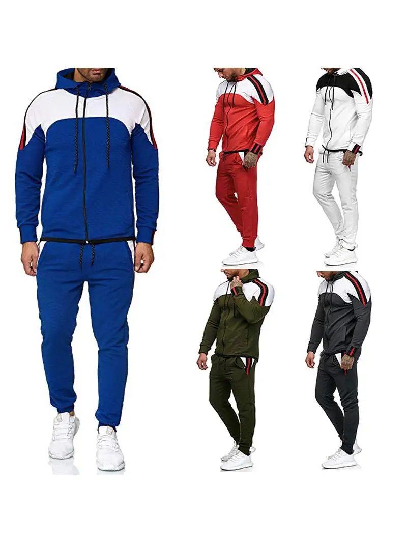 

Casual Sportswear Set for Young Men Large Size Sweatirt Pants with Fine Stripe Color Blo Design Autumn Collection Chinese...