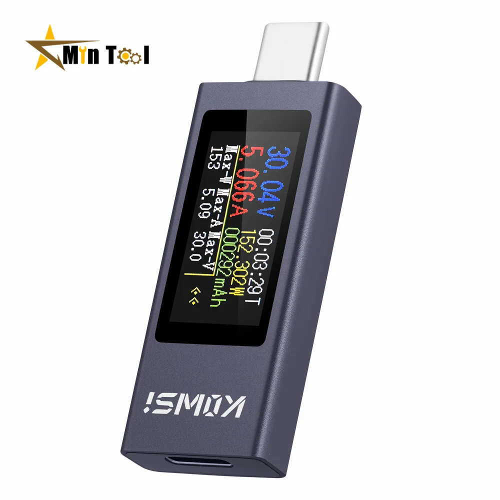 DC 4-30V 0-12A  0.96 Inch Type-c Multi-function Digital Display DC Voltage Ammeter Power Meter Cell Phone Charging Tester