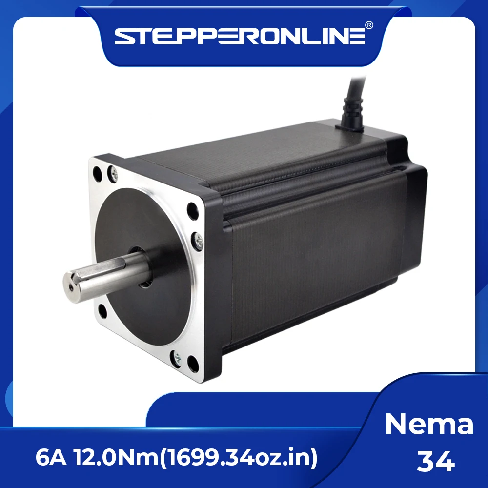 STEPPERONLINE Silnik Krokowy NEMA 34 12Nm 86x151.5mm 6A 14mm Wał Nema34 Silnik Krokowy 1700Oz-in do Maszyny CNC do Grawerowania