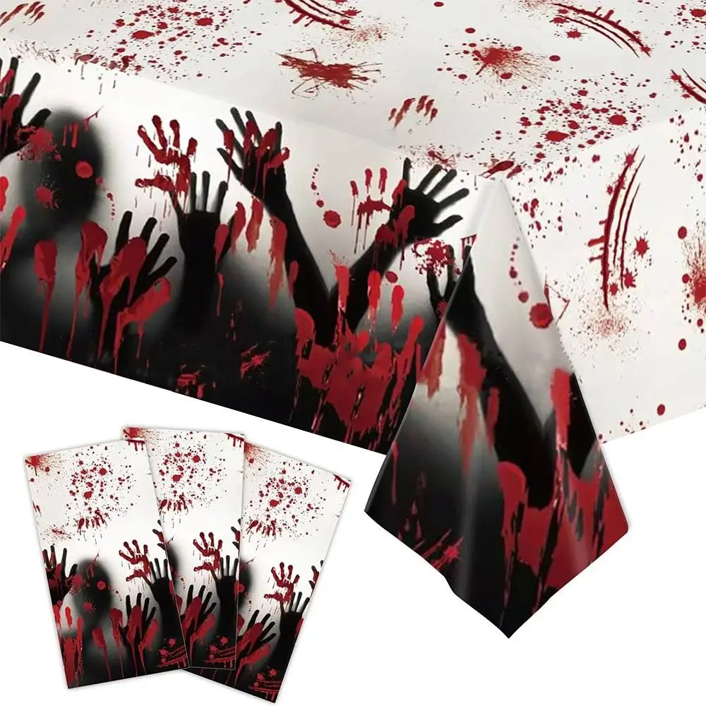 Disposable Plastic Halloween Tablecloth Bronzing Pumpkin Gho