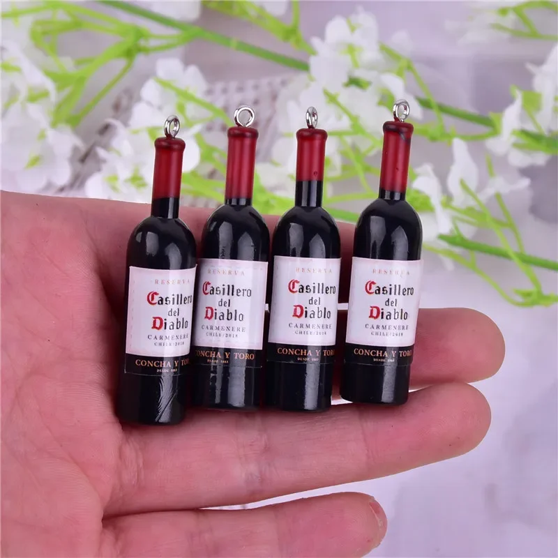 10 قطعة/الحزمة ثلاثية الأبعاد زجاجة نبيذ الكحول الراتنج سحر قلادة DIY بها بنفسك القرط المفاتيح صنع المجوهرات #4