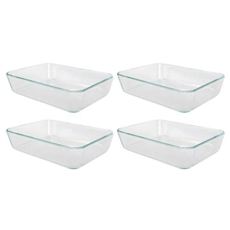

Pyrex Simply Store 7210 3Cup Rectangle Clear Glass Container 4Pack Ideal for Kitchen Food Storage Airtight Sealing Microwave an