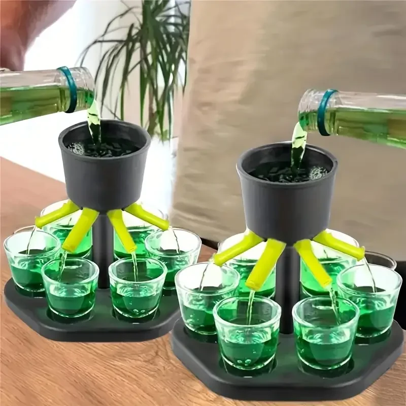 Party Drink Dispenser With 6-Cup , Plastic Cocktail Server for Outdoor Gatherings, Holiday Bar & Adult Events