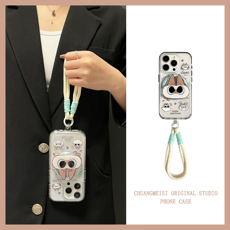 

Креативный милый магнитный держатель с большими глазами и котом для apple iphone 13 14 15 pro max, чехол для телефона, индивидуальный нишевый ремешок через плечо с защитой от падения