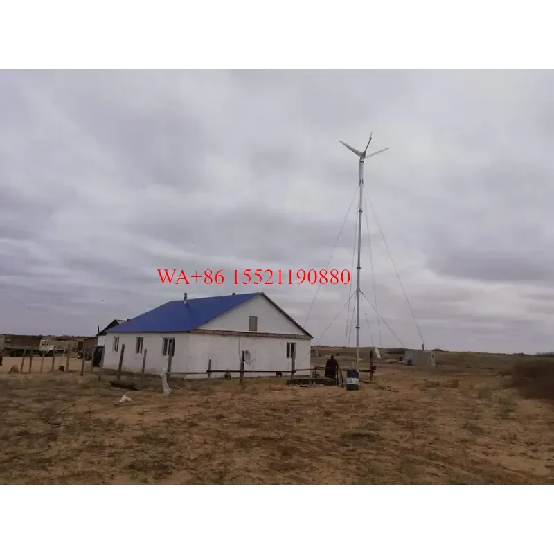 WMWMNU for 5KW Solar Wind Kit Wind Generator 48V Pure Sine Wave Low Frequency 150AH Gel Battery 6m Guy Cable Tower Horizontal