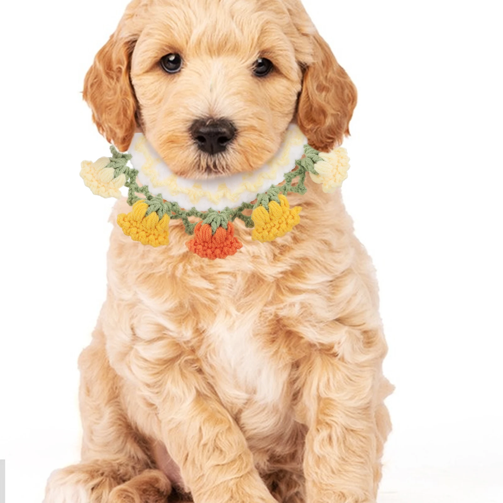 

Pet Scarf Cat Dog Accessories Knitted Bib Drool Neckwear Flower Collar Photo Props Cute Pet Necklace for Photography