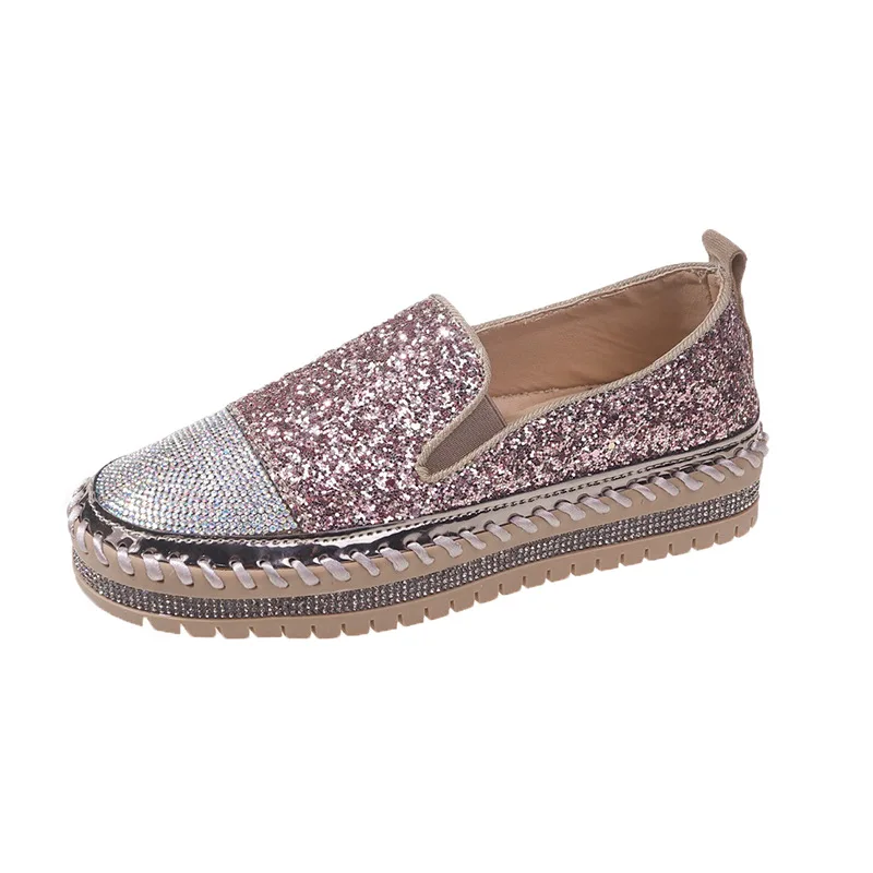 Womens Loafers Shoes Mixed Colors All-Match Round Toe Slip-on Crystal Clogs Platform Female Footwear Casual Sneaker Modis Summer