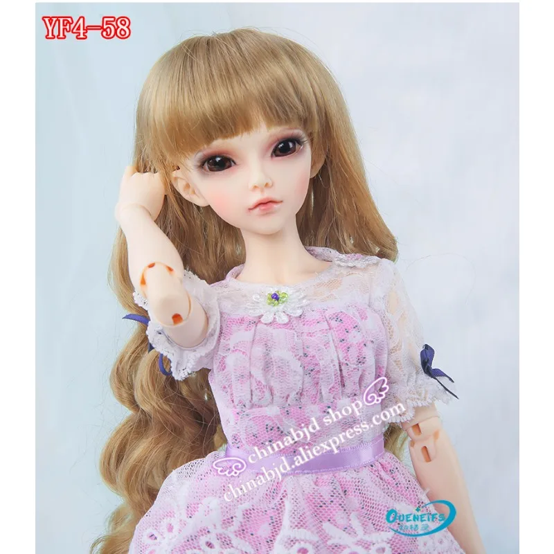 BJD SD Doll Clothes 1/4 Pink Long Dress Grenadine Lace Edge Bowknot For Minifee YF4-58 Doll Accessories